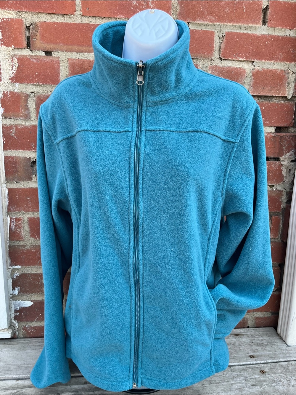 Nina Capri Teal Full-Zip Fleece Jacket